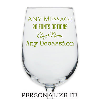 Personalized Your Custom Text Printed Stemmed Wine 16oz