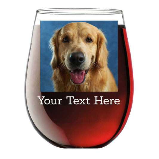 Personalized Printed Photo Stemless Wine Glass 17oz