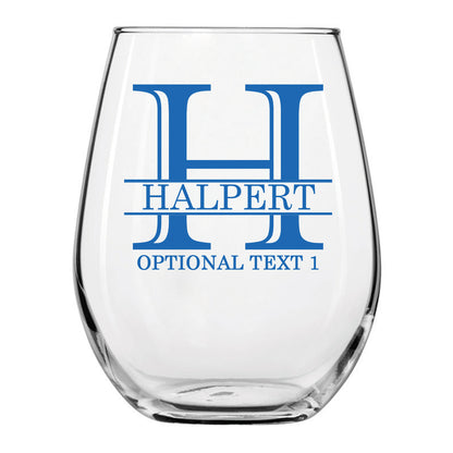 Personalized Halpert Printed Stemless Wine Glass 17oz