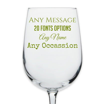 Personalized Your Custom Text Printed Stemmed Wine 16oz