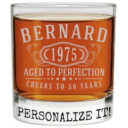 Bernard Personalized Etched Whiskey Rocks Glass 11oz