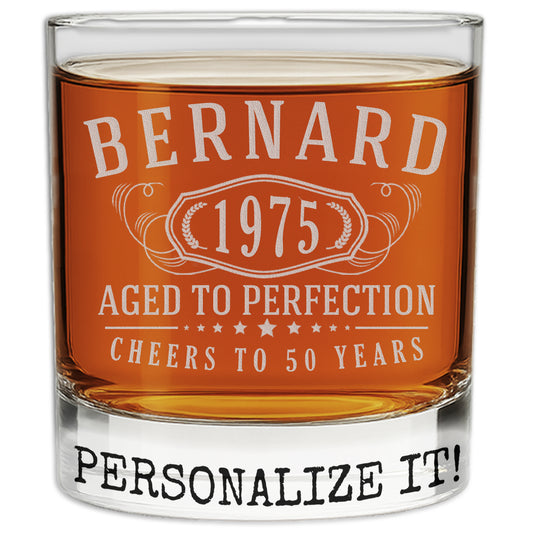 Bernard Personalized Etched Whiskey Rocks Glass 11oz