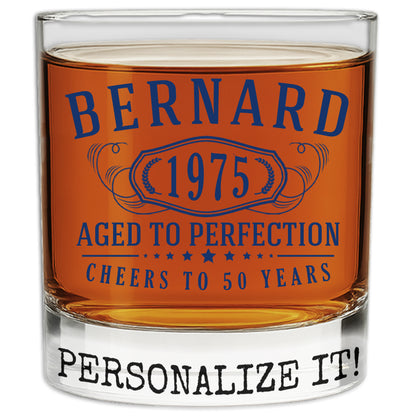 Personalized Bernard Custom Birthday Printed Whiskey Glass 11oz