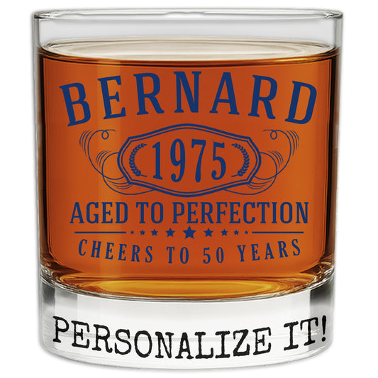 Personalized Bernard Custom Birthday Printed Whiskey Glass 11oz
