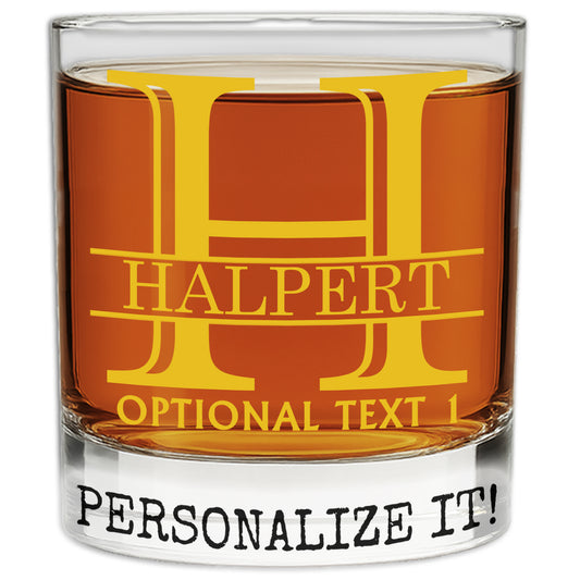 Halpert Personalized Printed Whiskey Rocks Glass 11oz