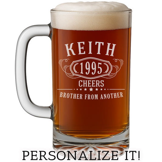 Bernard Personalized Etched Glass Beer Mug 16oz