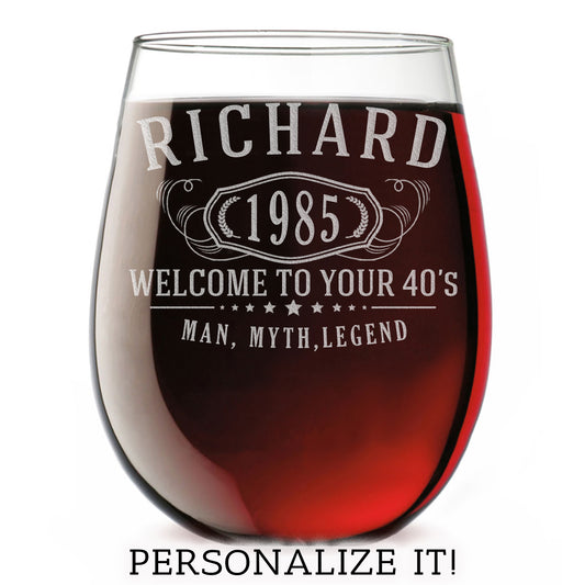 Bernard Personalized Etched Stemless Glass 17oz
