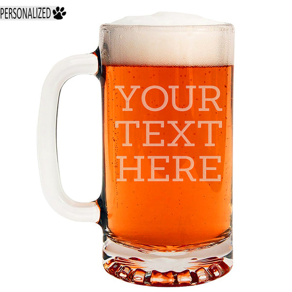 Personalized Custom Text Etched Beer Mug 16oz