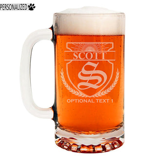 Scott Personalized Etched Monogram Glass Beer Mug 16oz