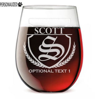 Scott Personalized Etched Monogram Stemless Wine Glass 17oz
