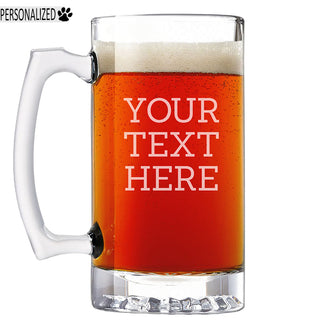 Your Custom Text Personalized Etched Beer Mug 25oz