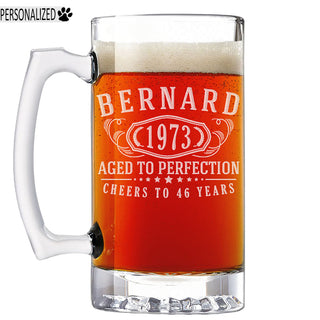 Bernard Personalized Etched Glass Beer Mug 25oz