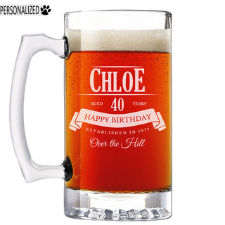 Chloe Personalized Etched Glass Beer Mug 25oz