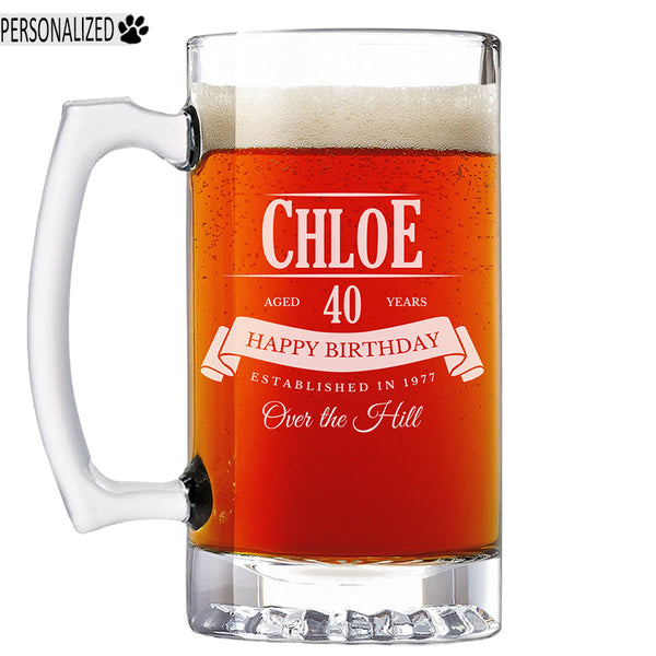 Chloe Personalized Etched Glass Beer Mug 25oz