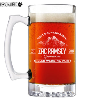 Ramsey Personalized Etched Glass Beer Mug 25oz