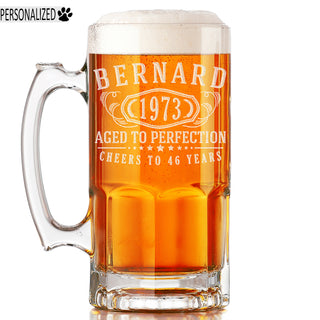 Bernard Personalized Etched Glass Beer Mug 34oz
