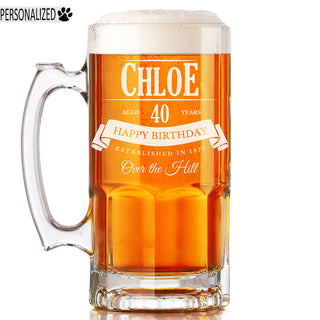 Chloe Personalized Etched Glass Beer Mug 34oz