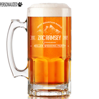 Ramsey Personalized Etched Glass Beer Mug 34oz