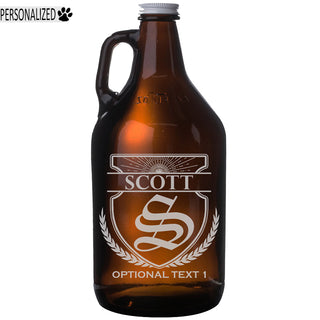 Scott Personalized Etched Amber Glass Beer Growler 64oz