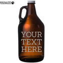 Your Custom Text Personalized Etched Amber Beer Growler 64oz