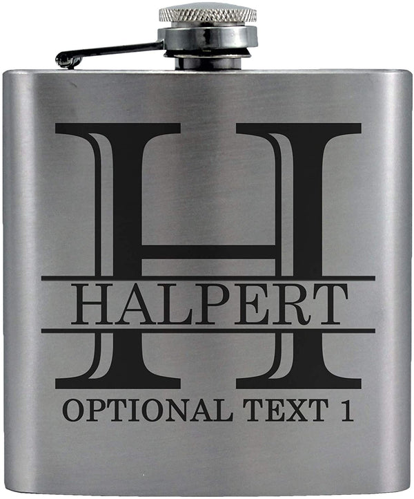 Personalized Etched Flask with Your Custom Text | 6oz, Stainless Steel