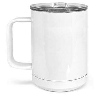 15oz White Insulated Tumbler with Handle and Lid