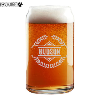 Hudson Personalized Etched Beer Soda Can Glass 16oz