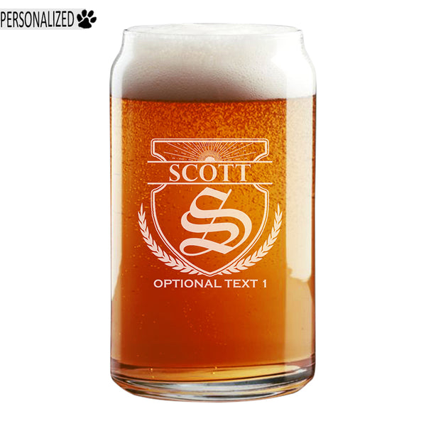 Scott Personalized Etched Monogram Beer Soda Can Glass 16oz
