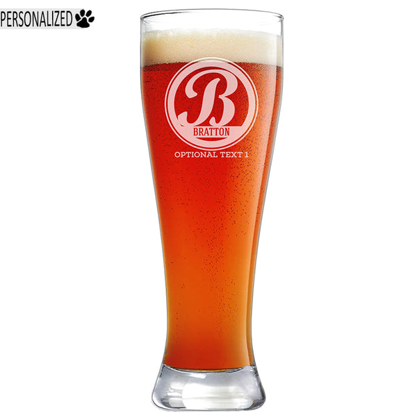 Bratton Personalized Etched Pilsner Beer Glass 23oz