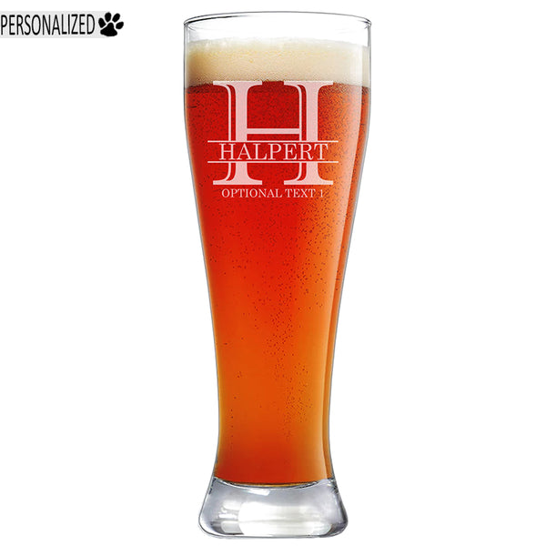 Halpert Personalized Etched Pilsner Beer Glass 23oz