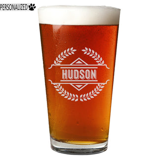 Hudson Personalized Etched Pint Glass 16oz