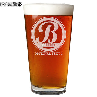 Bratton Personalized Etched Monogram Pint Glass 16oz