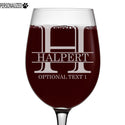 Halpert Personalized Etched Monogram Stemmed Wine Glass 16oz