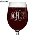 Script Personalized Etched Stemmed Wine Glass 16oz