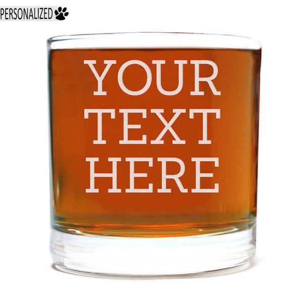 Your Custom Text Personalized Etched Whiskey Rocks Lowball Glass 11oz