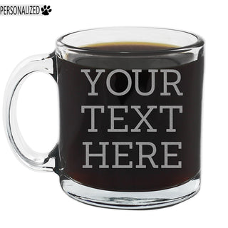 Your Custom Text Personalized Etched Glass Coffee Mug 12oz